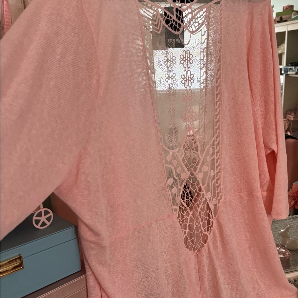 Torrid Pink Sheer Lace Cardigan - Picture 3 of 3